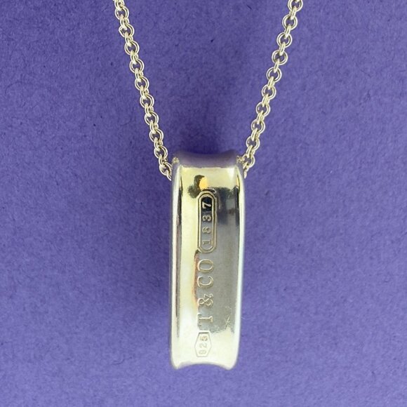 Tiffany & Co. 925 Sterling Silver 1837 Oval Loop Ring Chain Necklace 16" - Picture 8 of 10